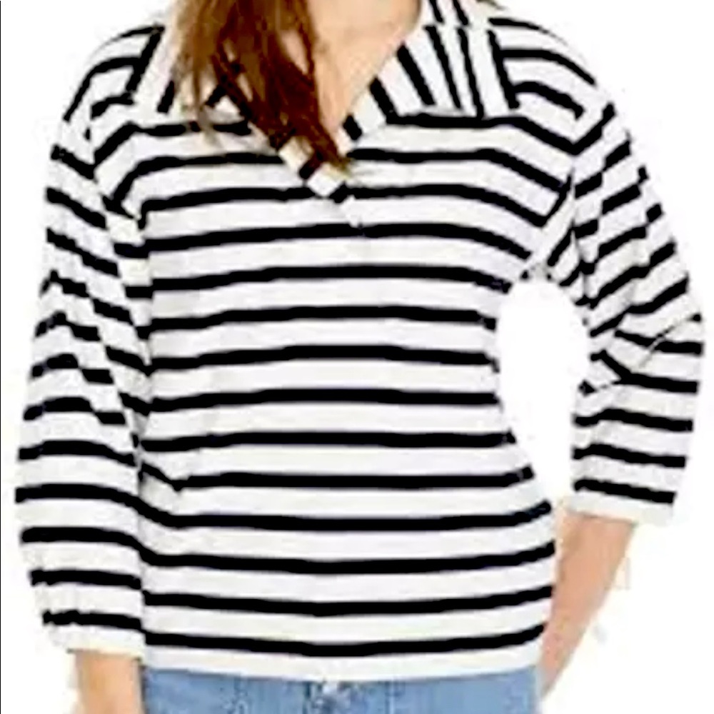 J. Crew Striped Snap Neck Popover W/ Ties @ Cuffs